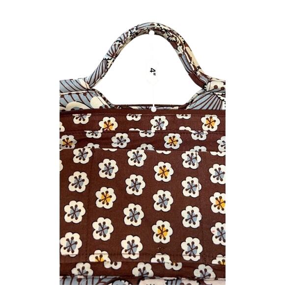 Vera Bradley Retired 2010 Slate Blooms The Gabby Quilted Tote Handbag Brown Gray - Picture 11 of 12